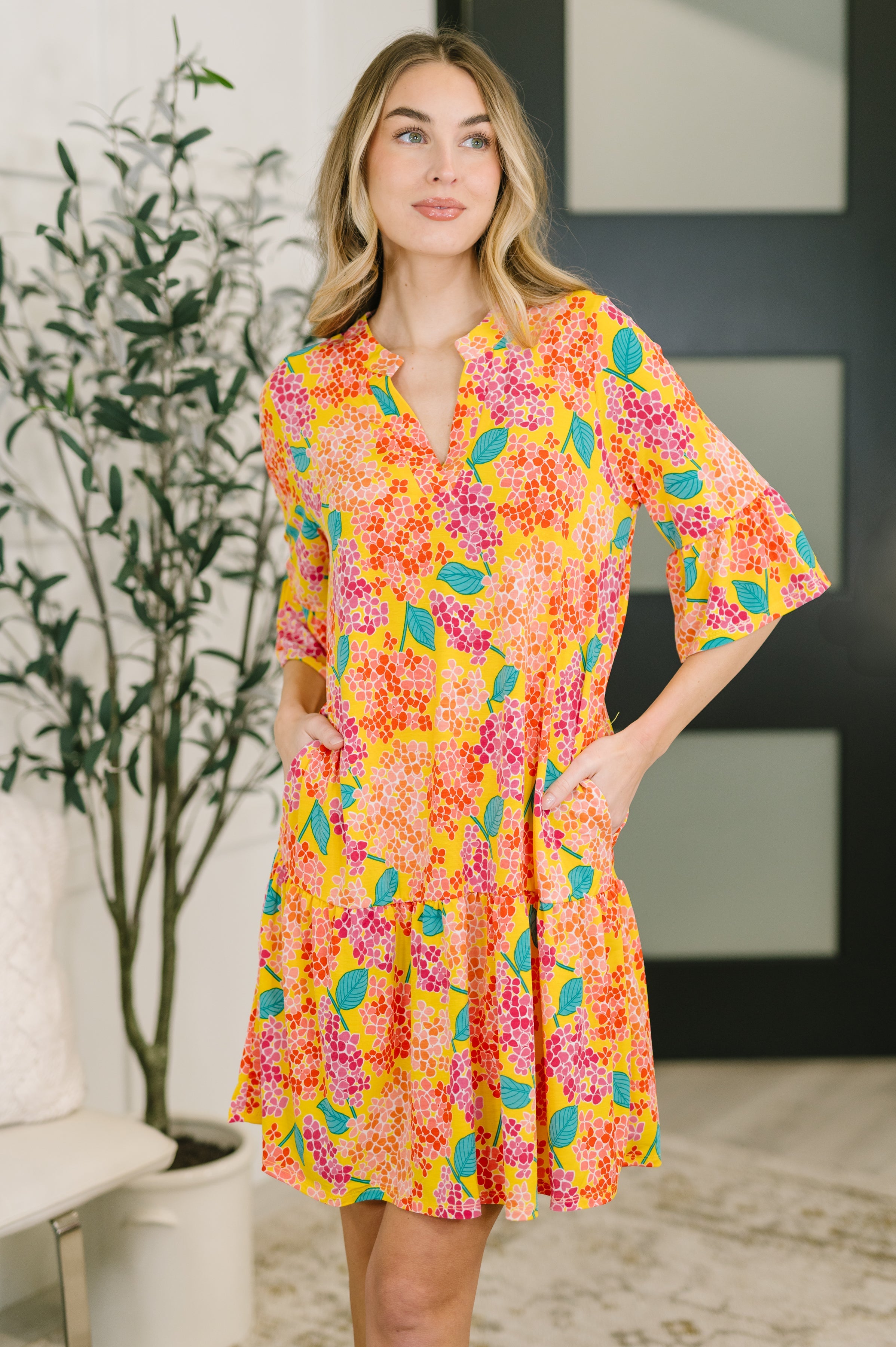 Sunlit Blooms Mini Dress