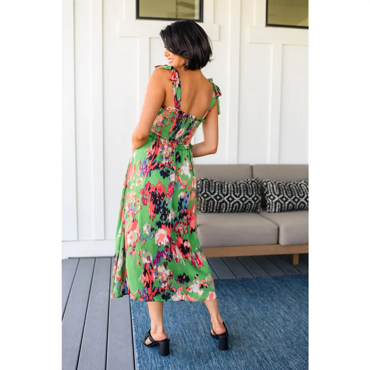 A Little While Longer Midi Dress in Green - Dresses