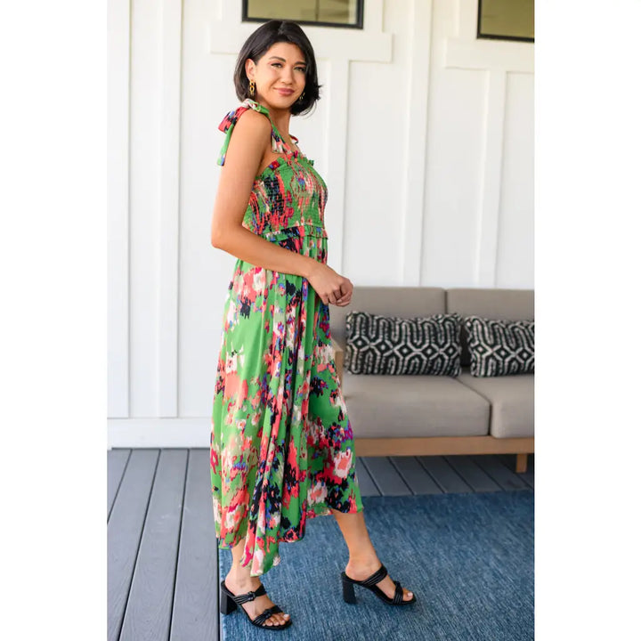 A Little While Longer Midi Dress in Green - Dresses