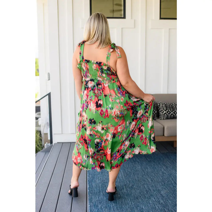 A Little While Longer Midi Dress in Green - Dresses