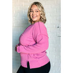 Get cozy in our A Notch Above Ribbed Knit Top Pink! This stretchy and oversized long sleeve top features a unique notch