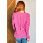 Get cozy in our A Notch Above Ribbed Knit Top Pink! This stretchy and oversized long sleeve top features a unique notch