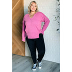 Get cozy in our A Notch Above Ribbed Knit Top Pink! This stretchy and oversized long sleeve top features a unique notch