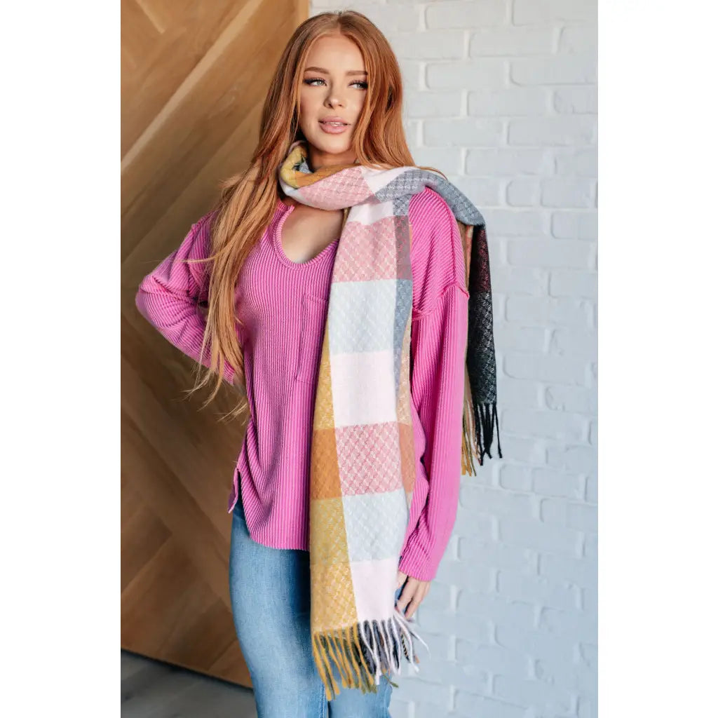 Get cozy in our A Notch Above Ribbed Knit Top Pink! This stretchy and oversized long sleeve top features a unique notch