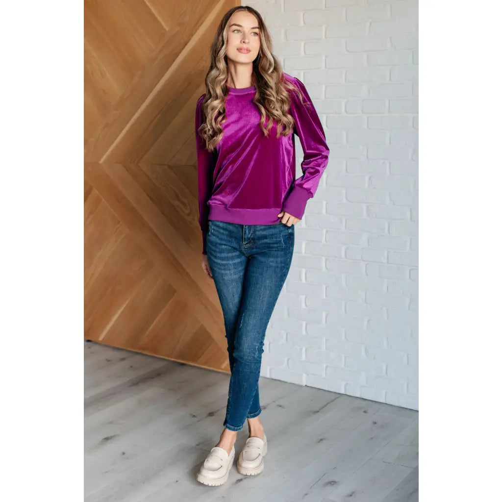 Our A Special Place Velour Pullover Top is the perfect mix of plush and chic. The stunning purple velour knit adds