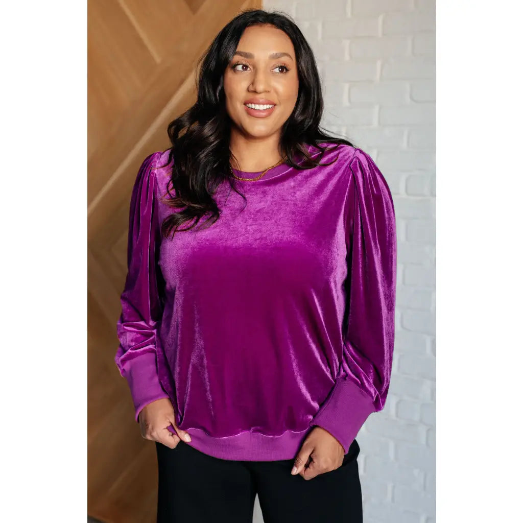 Our A Special Place Velour Pullover Top is the perfect mix of plush and chic. The stunning purple velour knit adds