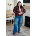 Our Already There Plaid Cropped Shacket is crafted from a brushed mid weight flannel in shades of orange rust and brown