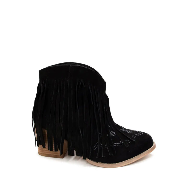 Amos Fringe Ankle Booties in Black Suede - Shoes