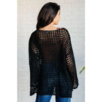 Reel in some serious style with our Ask Anyway Fishnet Sweater. Its boat neckline dropped shoulder side slits and black