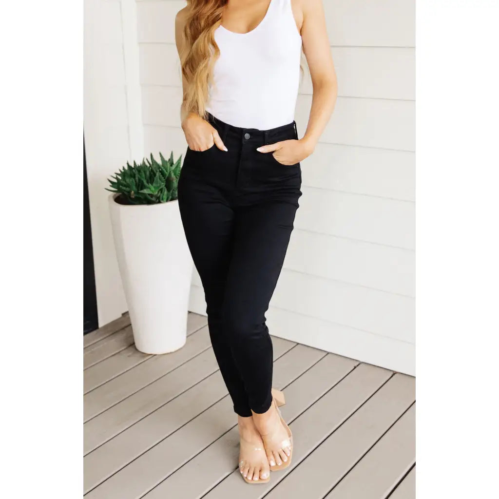 Audrey Tummy Control Black Judy Blue Skinny Jeans