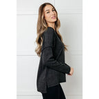 Get ready to cuddle up in our Basically Freezing Brushed Hacci Top Black! Its brushed stretchy fabric will keep