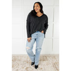 Get ready to cuddle up in our Basically Freezing Brushed Hacci Top Black! Its brushed stretchy fabric will keep