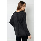 Get ready to cuddle up in our Basically Freezing Brushed Hacci Top Black! Its brushed stretchy fabric will keep