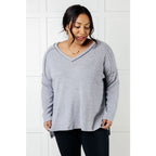 Basically Freezing V-Neck Top in Heather Grey