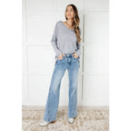 Basically Freezing V-Neck Top in Heather Grey