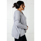Basically Freezing V-Neck Top in Heather Grey