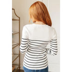 Our Be Still V-Neck Striped Sweater features a classic black and white stripe pattern that adds timeless versatile look