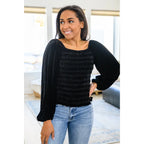 Our Believe In Miracles Smocked Velvet Top Black is an obvious choice for your next night out! Rich velvet shapes