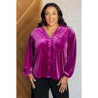 Our Best Policy Purple Velvet Top features a soft and luxurious material in an absolutely gorgeous jewel toned color.