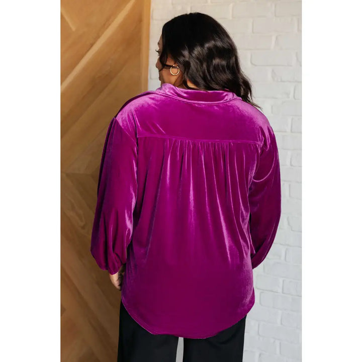 Best Policy Purple Velvet Top - Tops