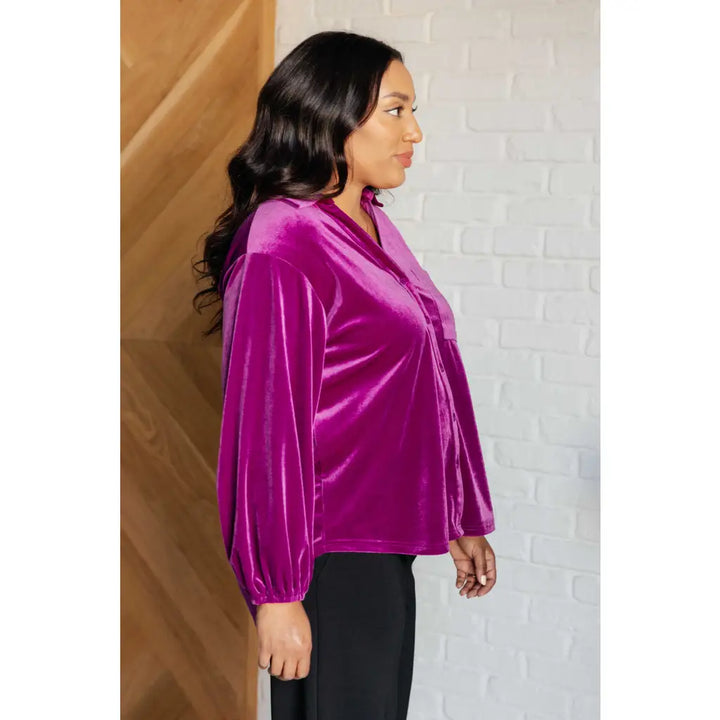 Best Policy Purple Velvet Top - Tops