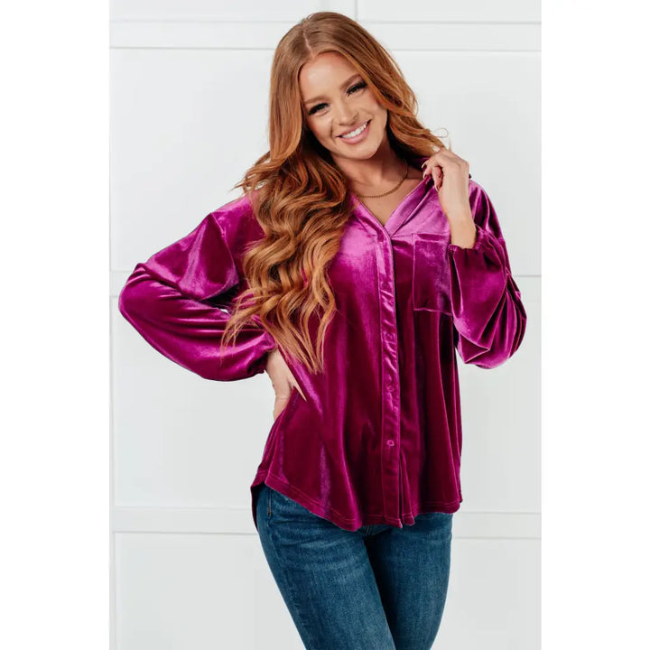 Best Policy Purple Velvet Top - Tops