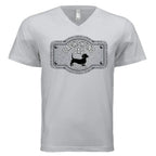 🐾 Premium black dachshund dad v-neck tee featuring exclusive Sweet Roo Bou™ artwork. Soft BELLA + CANVAS® fit