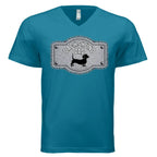 🐾 Premium black dachshund dad v-neck tee featuring exclusive Sweet Roo Bou™ artwork. Soft BELLA + CANVAS® fit
