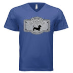 🐾 Premium black dachshund dad v-neck tee featuring exclusive Sweet Roo Bou™ artwork. Soft BELLA + CANVAS® fit