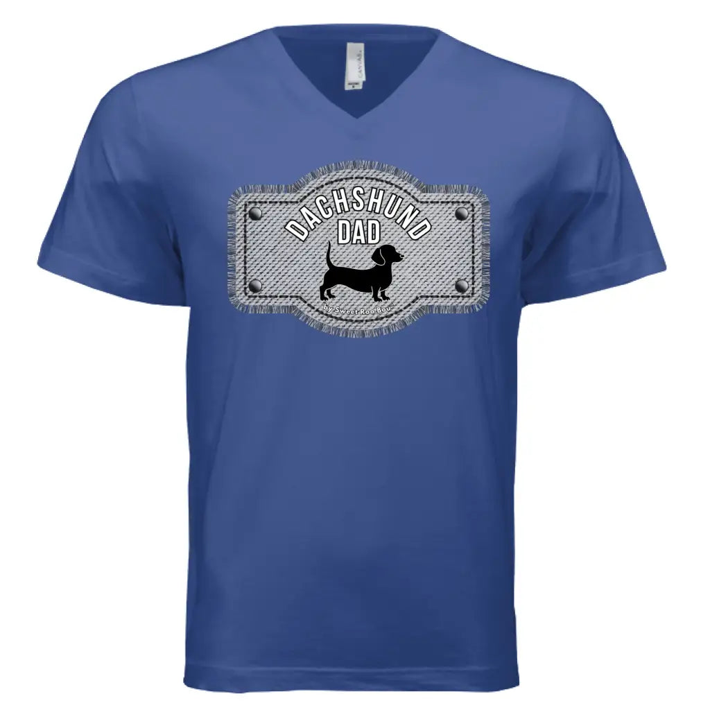 🐾 Premium black dachshund dad v-neck tee featuring exclusive Sweet Roo Bou™ artwork. Soft BELLA + CANVAS® fit