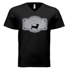 🐾 Premium black dachshund dad v-neck tee featuring exclusive Sweet Roo Bou™ artwork. Soft BELLA + CANVAS® fit