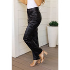 Break the rules with our Faux Black Leather Judy Blue Pants! These high-waisted pants feature tummy control tech