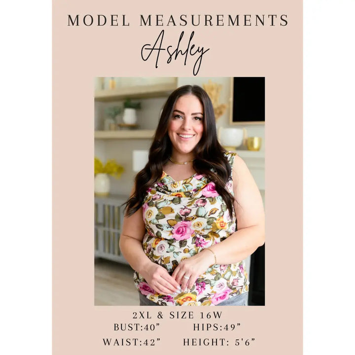 Floral Bulgari knit top with flutter sleeves and a gathered bust. Wrinkle-resistant available in plus sizes up to 3XL