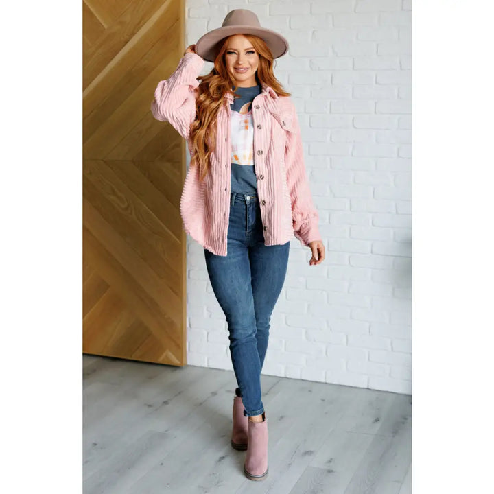 Blush Pink Soft Corduroy Shacket