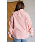 Our Blush Pink Soft Corduroy Shacket is sure to be your new go-to for layering style! The wide ribbed corduroy detail
