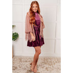 Perfect for party time our Blushing Beige Sheer Kimono is crafted of sheer accordion fabric with lurex thread accents