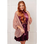 Perfect for party time our Blushing Beige Sheer Kimono is crafted of sheer accordion fabric with lurex thread accents