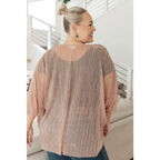 Perfect for party time our Blushing Beige Sheer Kimono is crafted of sheer accordion fabric with lurex thread accents