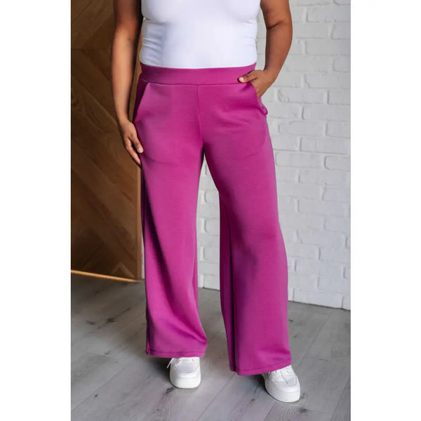 Boujee Basic Travel Wide Leg Pants in Magenta – Effortless