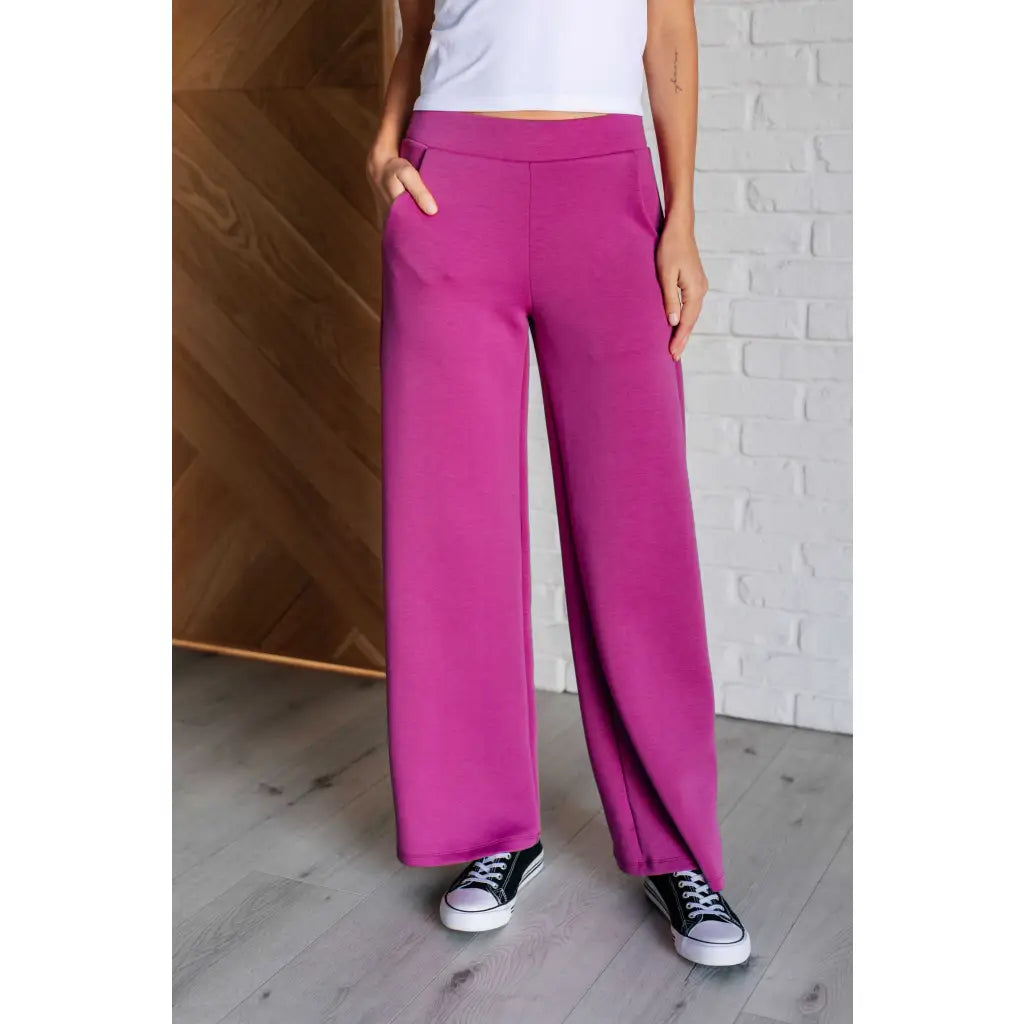 Stay stylish with our Boujee Basic Travel Wide Leg Pants in Magenta! Wrinkle resistant and so comfy! Plus it’s