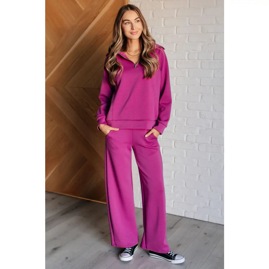 Stay stylish with our Boujee Basic Travel Wide Leg Pants in Magenta! Wrinkle resistant and so comfy! Plus it’s