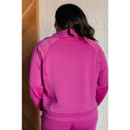 Stay stylish on the go with our Boujee Basic Travel Zip Pullover in Magenta. Wrinkle-resistant cozy and available plus