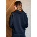 Our Boujee Basic Travel Zip Pullover in Navy will help you stay comfortable and stylish on your travel days! The soft