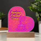 Light up your coffee bar with our Boujee Coffee Time LED acrylic heart plaque. A neon-chic gift for lovers besties
