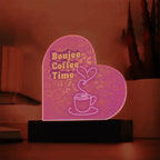 Light up your coffee bar with our Boujee Coffee Time LED acrylic heart plaque. A neon-chic gift for lovers besties