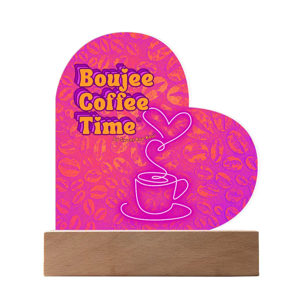 Light up your coffee bar with our Boujee Coffee Time LED acrylic heart plaque. A neon chic gift for lovers besties