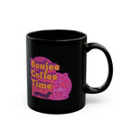 Bold black mug with Boujee Coffee Time™ neon design. Available in 11 oz and 15 sizes. A glam ceramic gift