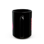 Bold black mug with Boujee Coffee Time™ neon design. Available in 11 oz and 15 sizes. A glam ceramic gift