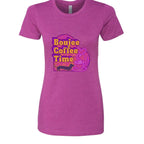 The Boujee Coffee Time© Crew Neck Ladies Tee by Sweet Roo Bou features Roxy in a boutique design made for coffee