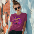 The Boujee Coffee Time© Crew Neck Ladies Tee by Sweet Roo Bou features Roxy in a boutique design made for coffee